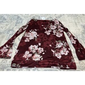 New MTS Womens Wide Shoulder Floral Beurgandy Size‎ Large Bell Cuff